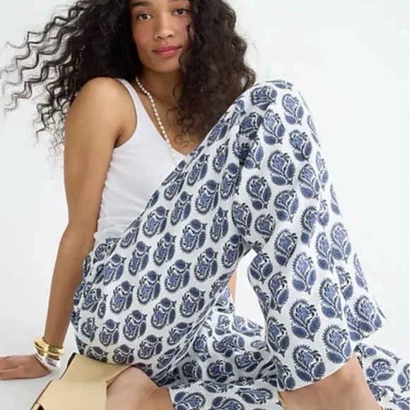 J. Crew Pants - J.Crew Linen Blend Floral Pants Size 8 High Rise Resort Coastal NWT